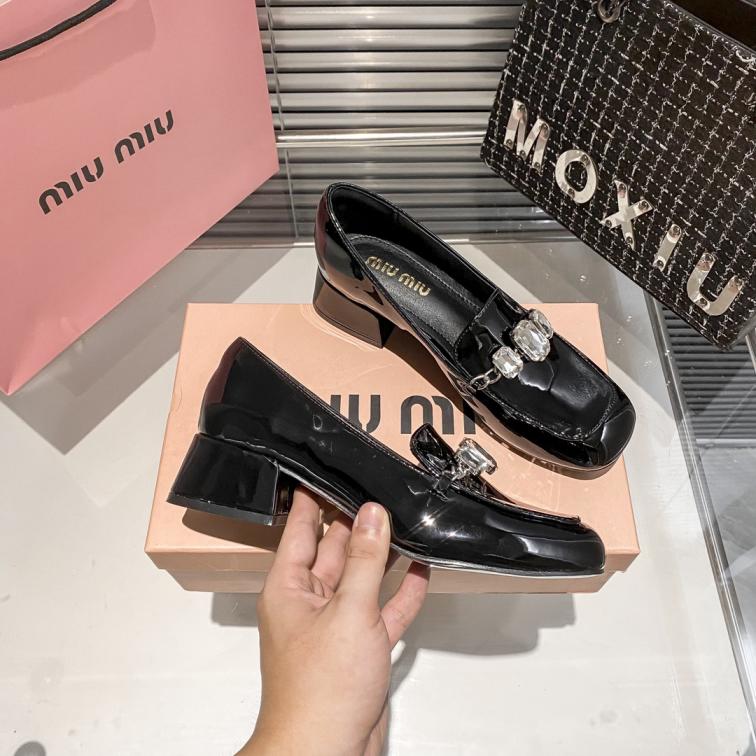MiuMiu crystal women leather shoes 133199