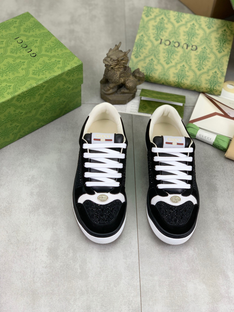 Gucci Screener black crystal sneakers