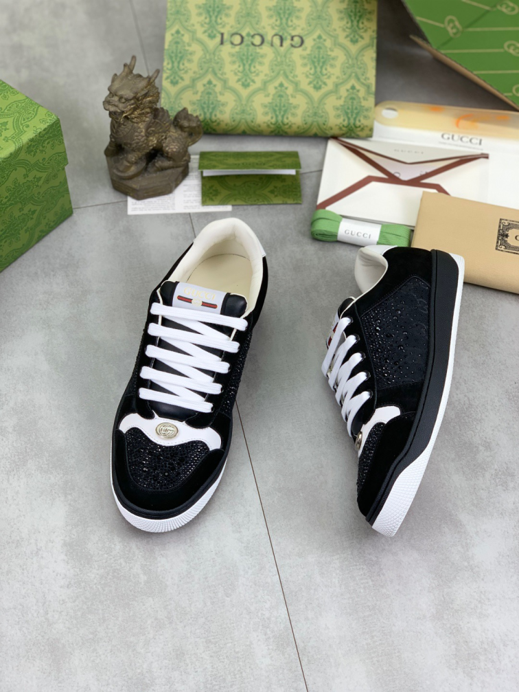 Gucci Screener black crystal sneakers