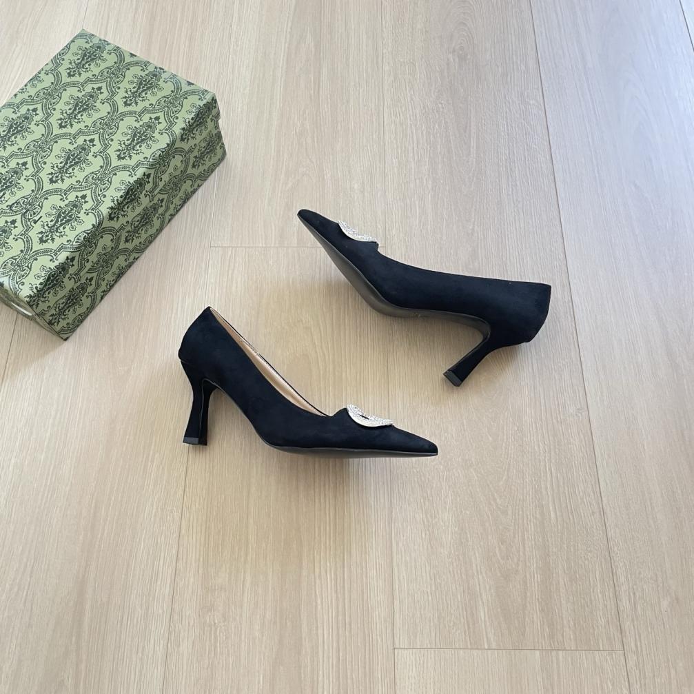 GUCCI Crystal GG lady heel shoes