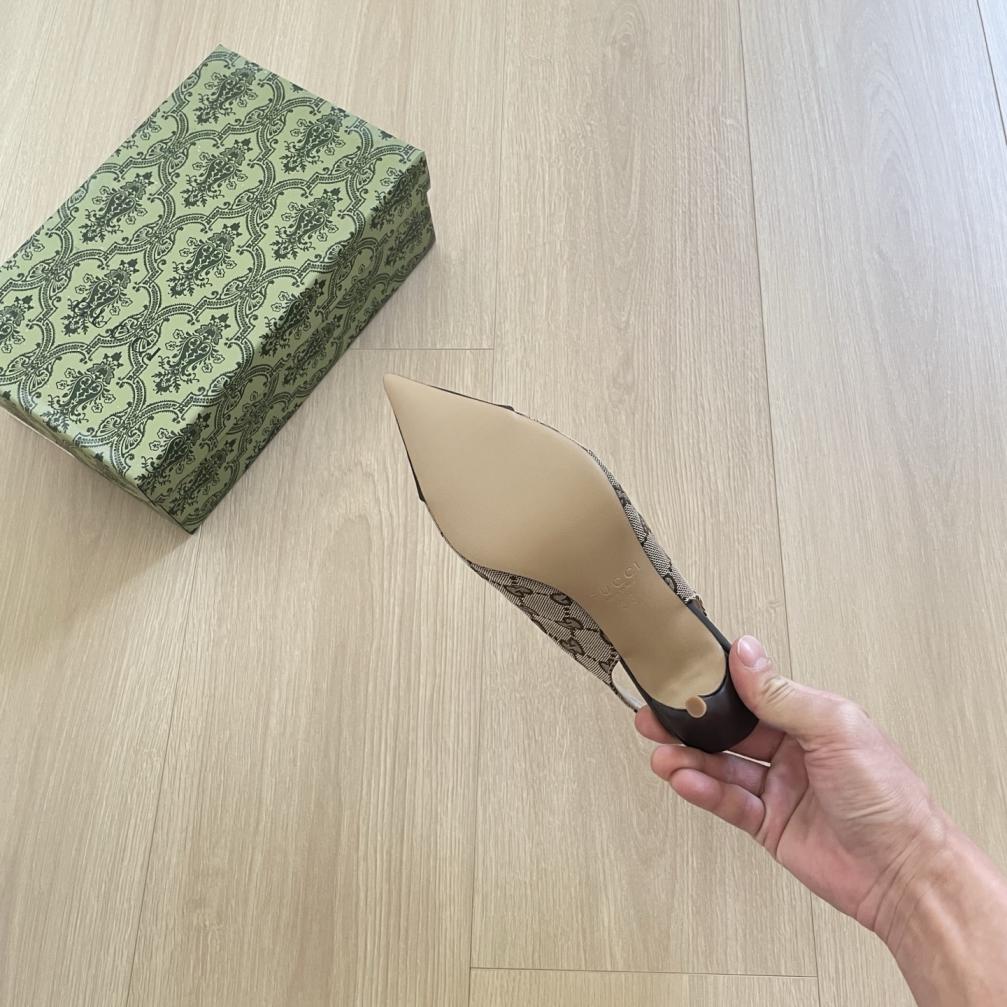 GUCCI Crystal GG lady heel shoes