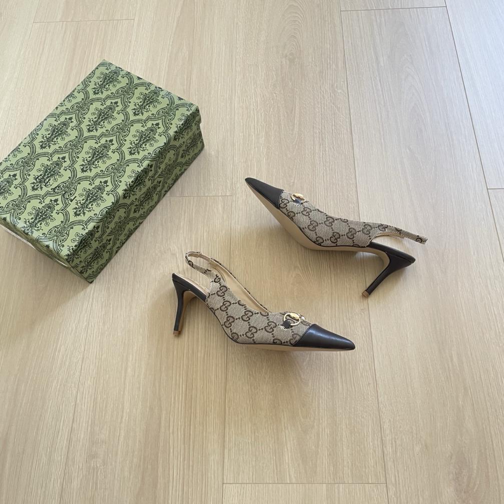 GUCCI Crystal GG lady heel shoes