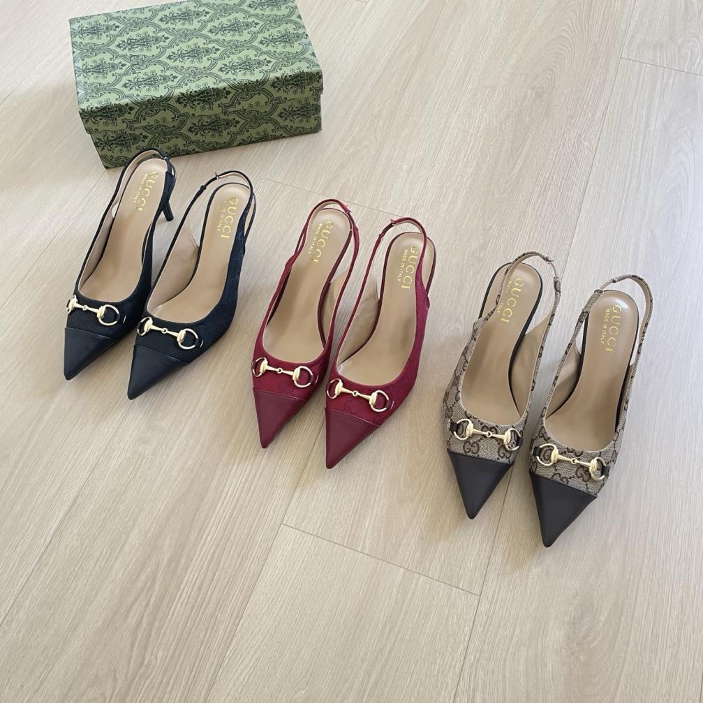 GUCCI Crystal GG lady heel shoes